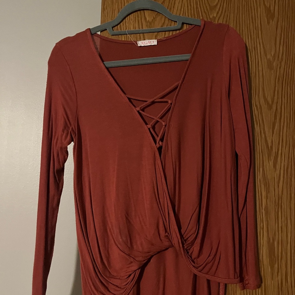 a'gaci Rust Long Sleeve Blouse